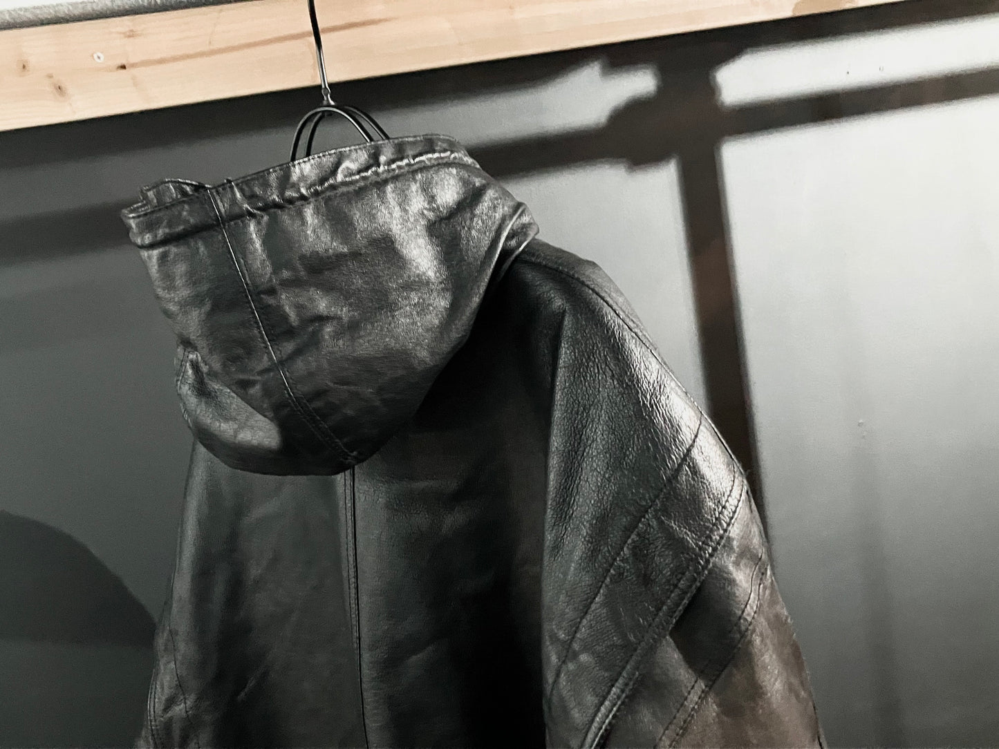 Old Design Leather Hoodie Coat