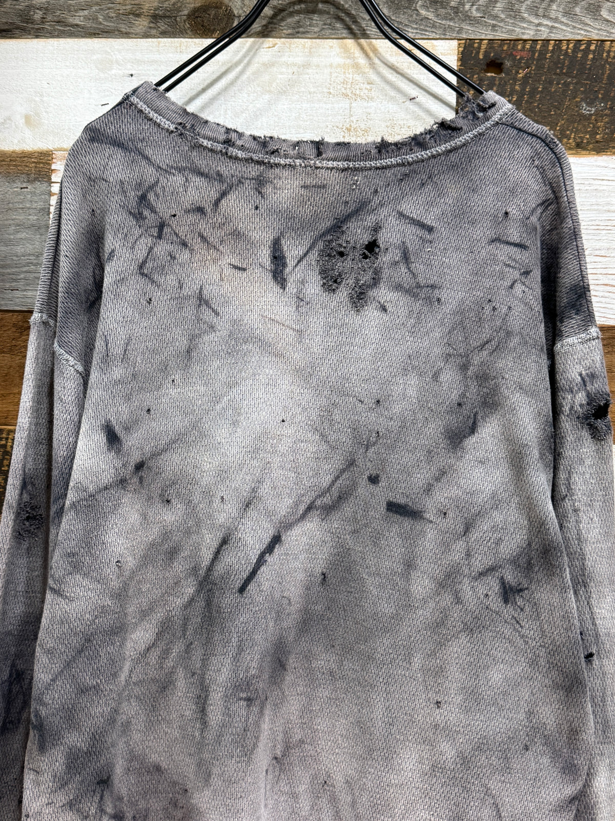 Bleach Washed Destroyed Thermal LS Tee