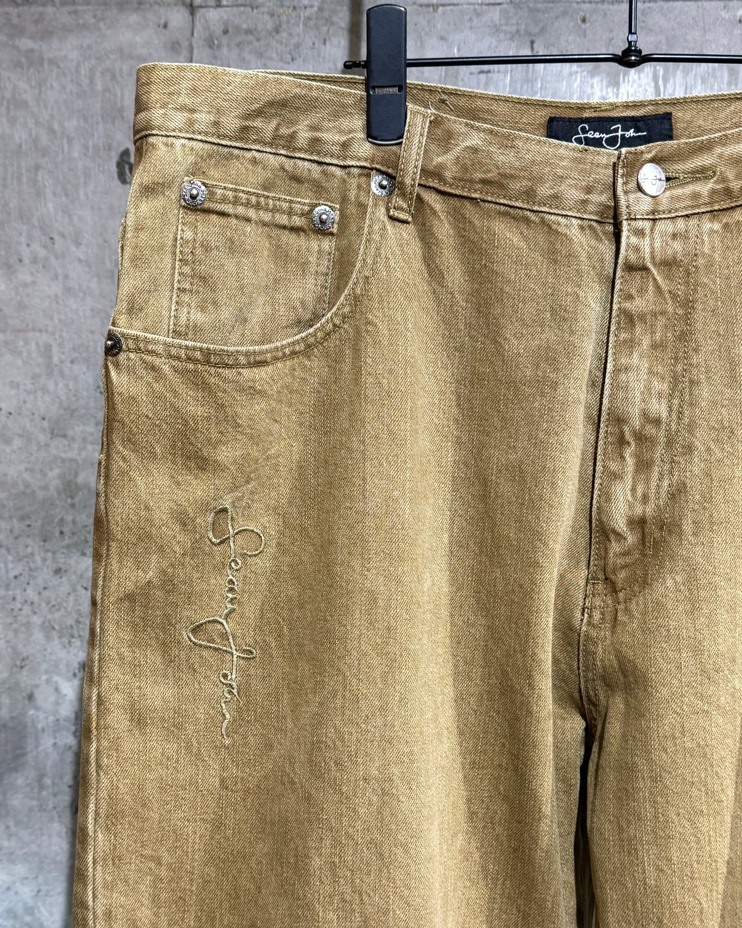 Sean John Embroidered Wide Denim Pants