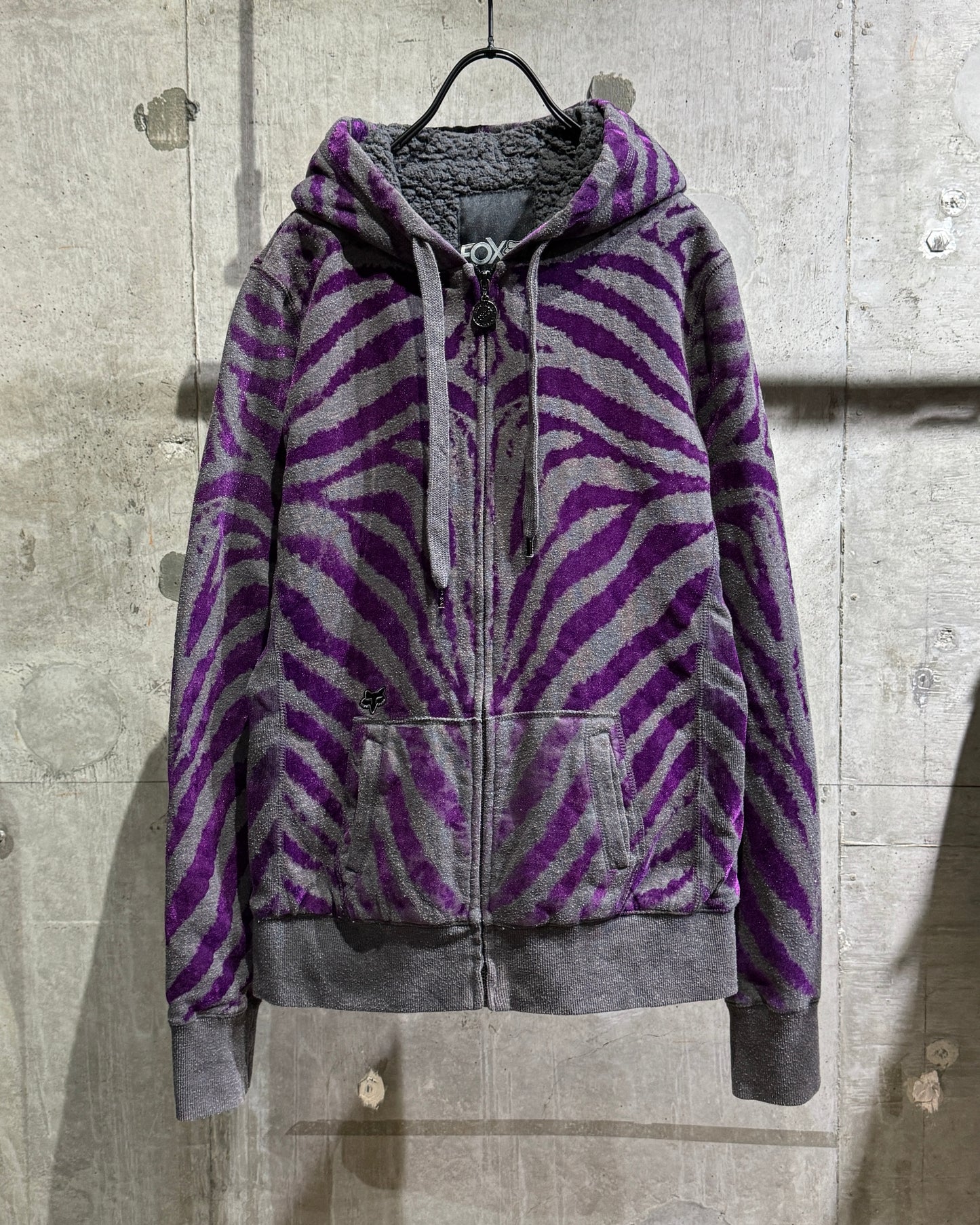 FOX Racing Purple Zebra Sherpa-Lined Zip Hoodie