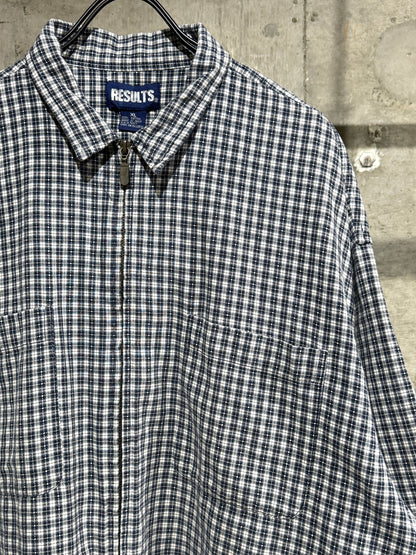 00s RESULTS Lightweight Zip-up Plaid Shirt