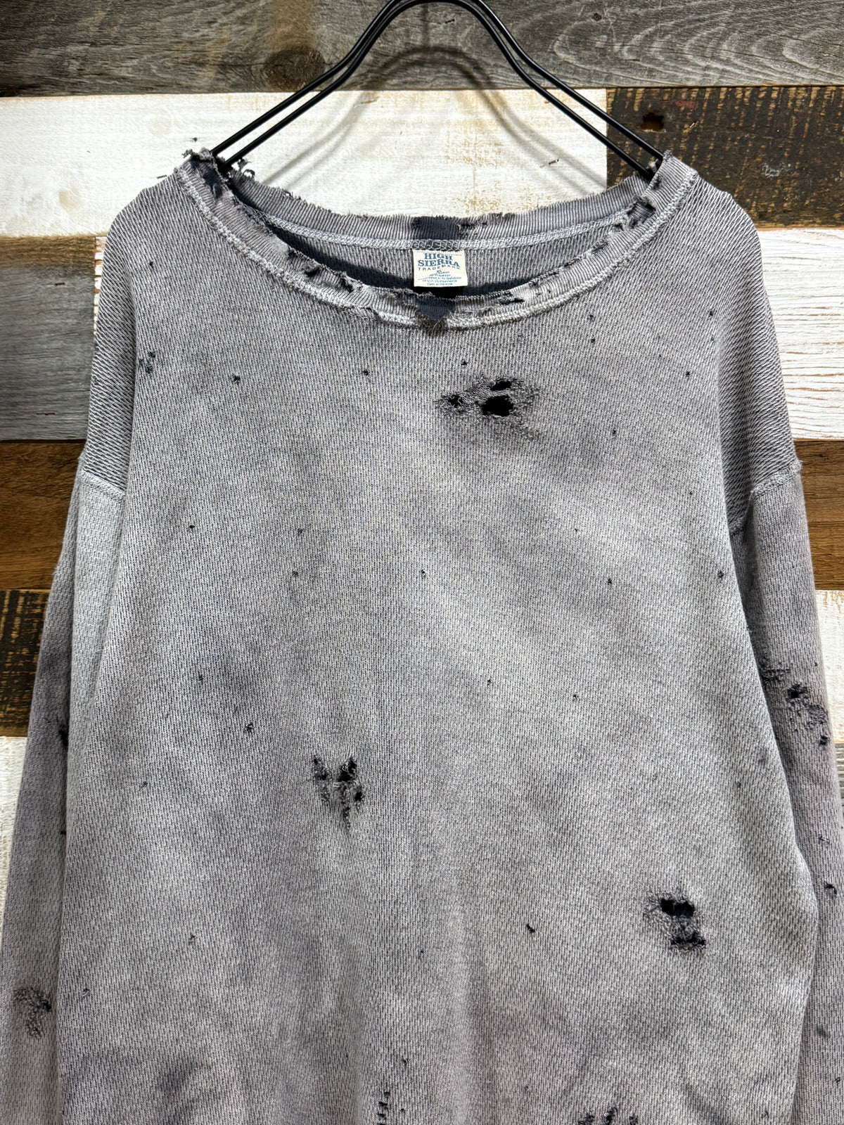 Bleach Washed Destroyed Thermal LS Tee