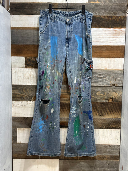 Rare Jordache Vintage Painted Flare Denim  Pants