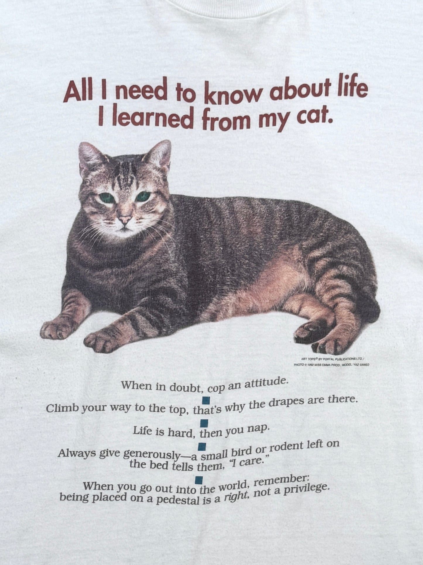 90s Vintage Cat Wisdom Tee