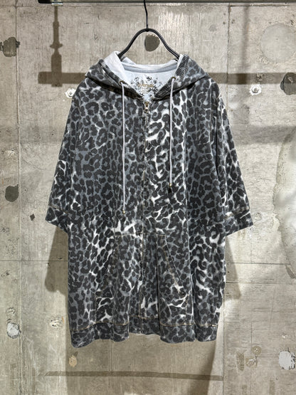Leopard Zip-up SS Hoodie