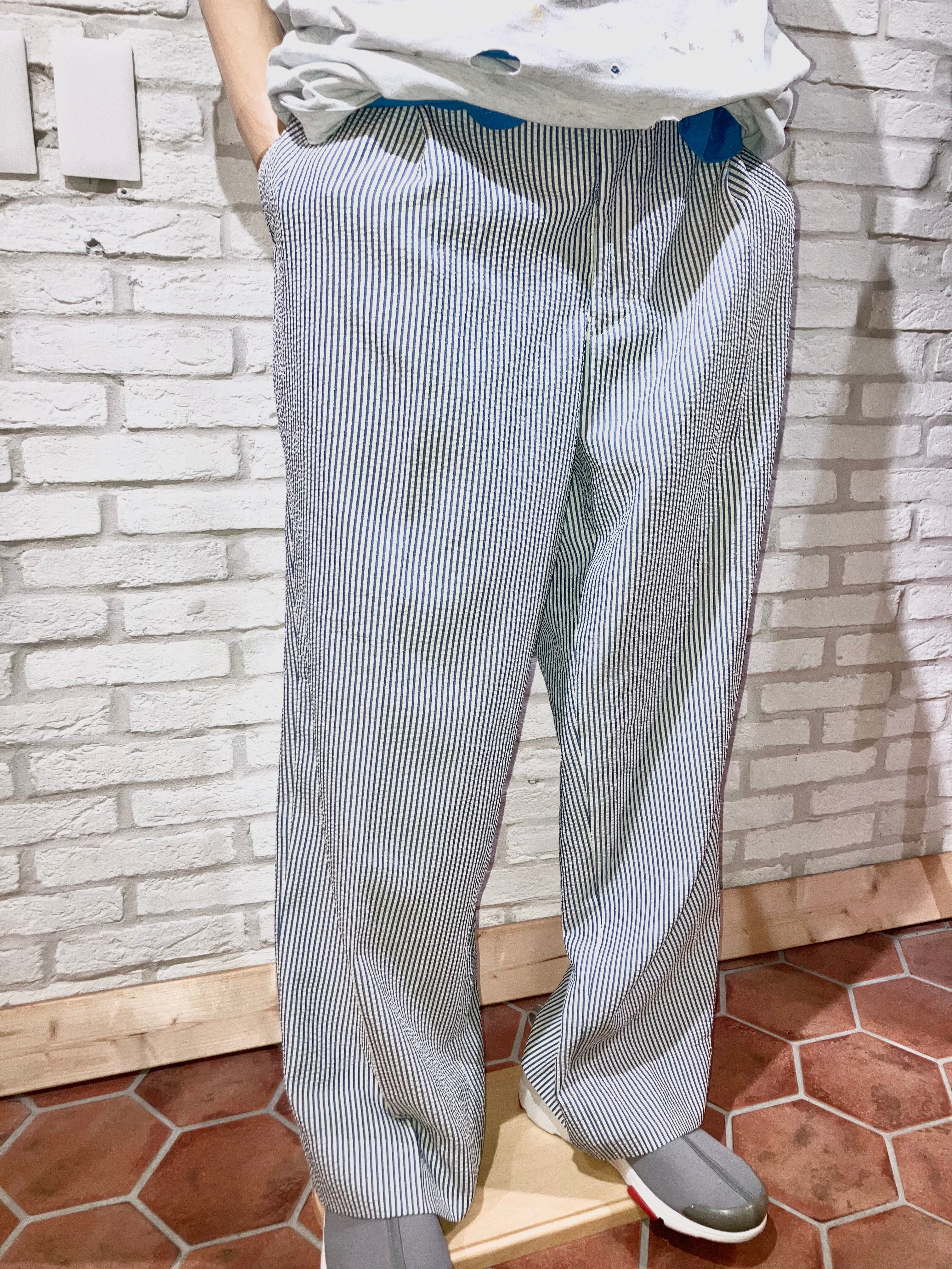 パンツ NEAT SEERSUCKER Stripe wide slacks 00s Seersucker Stripe Wide Slacks – BUSINESS AS USUAL
