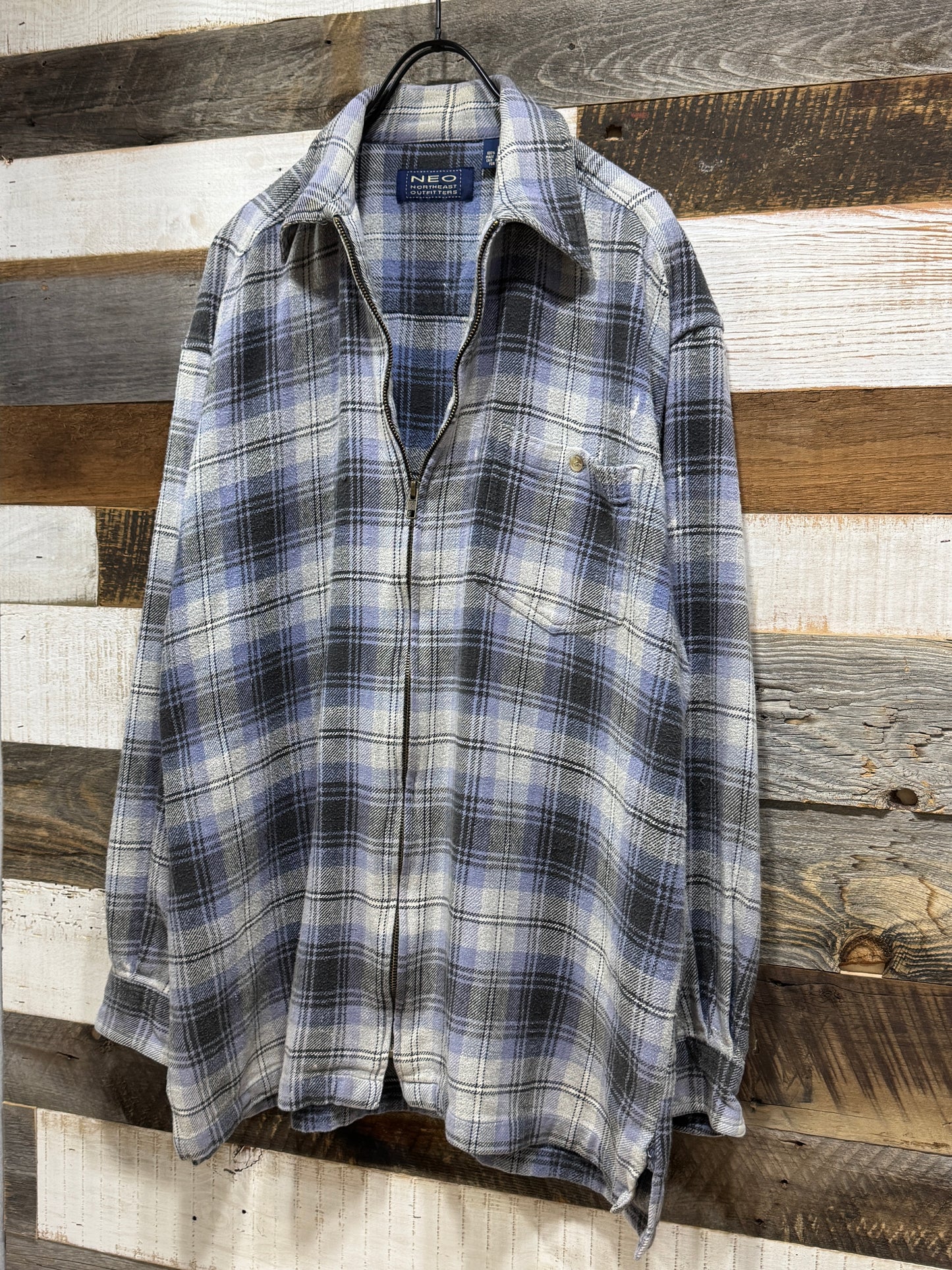 90s Zip-up Plaid Flannel Shirt