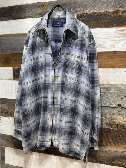 90s Zip-up Plaid Flannel Shirt