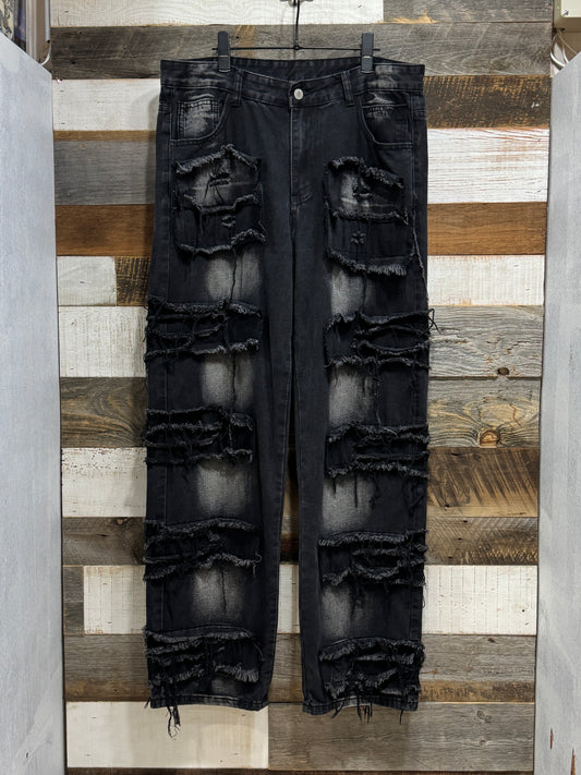 Multi-Layer Ripped Denim Pants