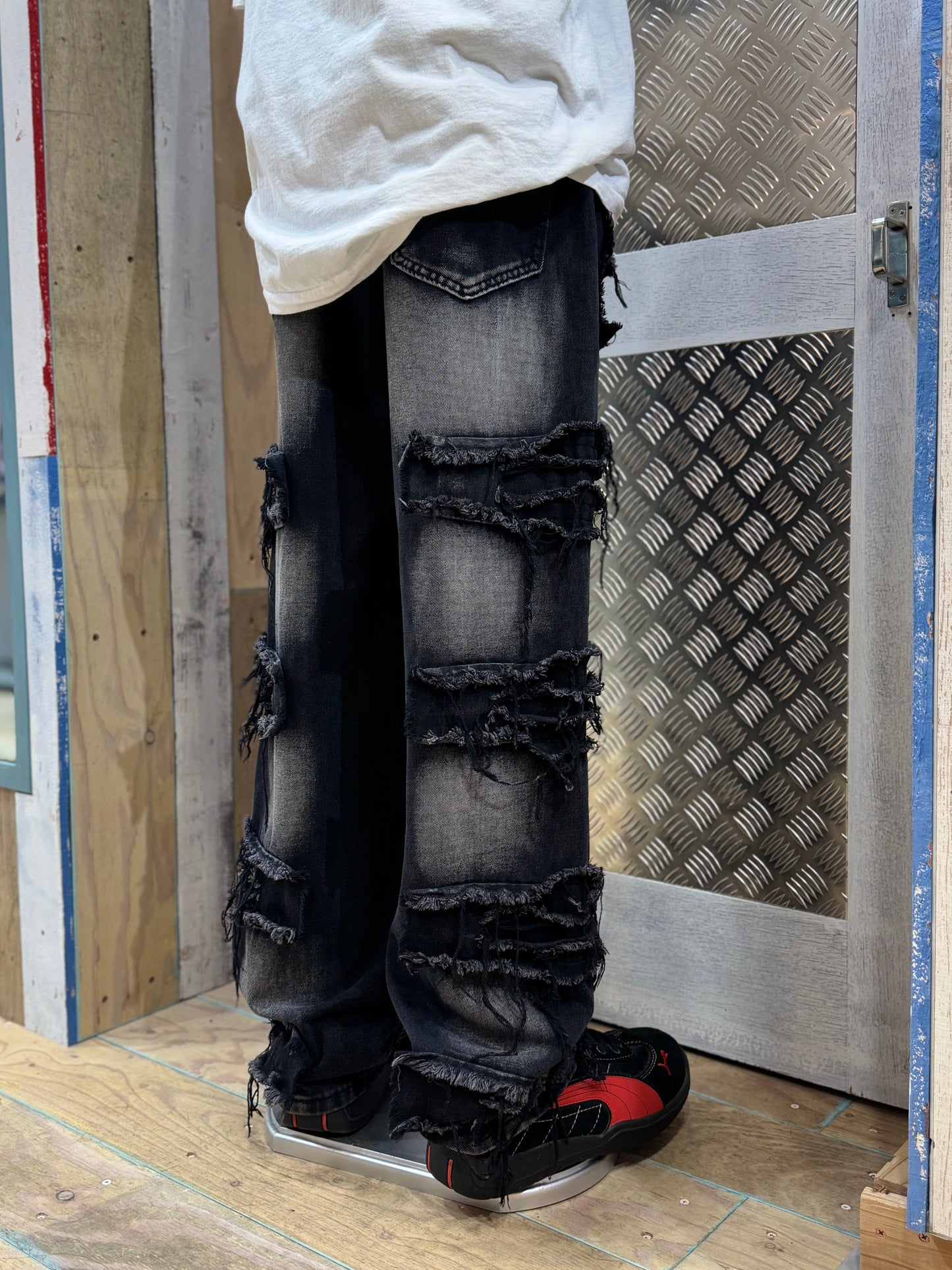 Multi-Layer Ripped Denim Pants