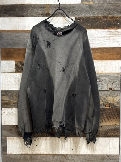 00s Vintage Bleach Washed Destroyed Sweatshirt