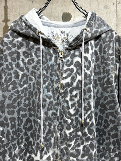Leopard Zip-up SS Hoodie