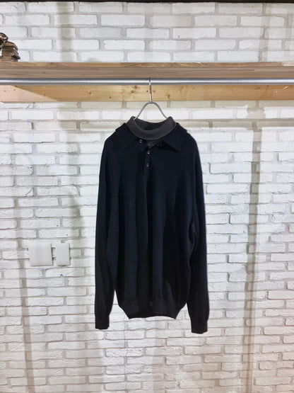 Old Merino Wool Knit Polo Shirt