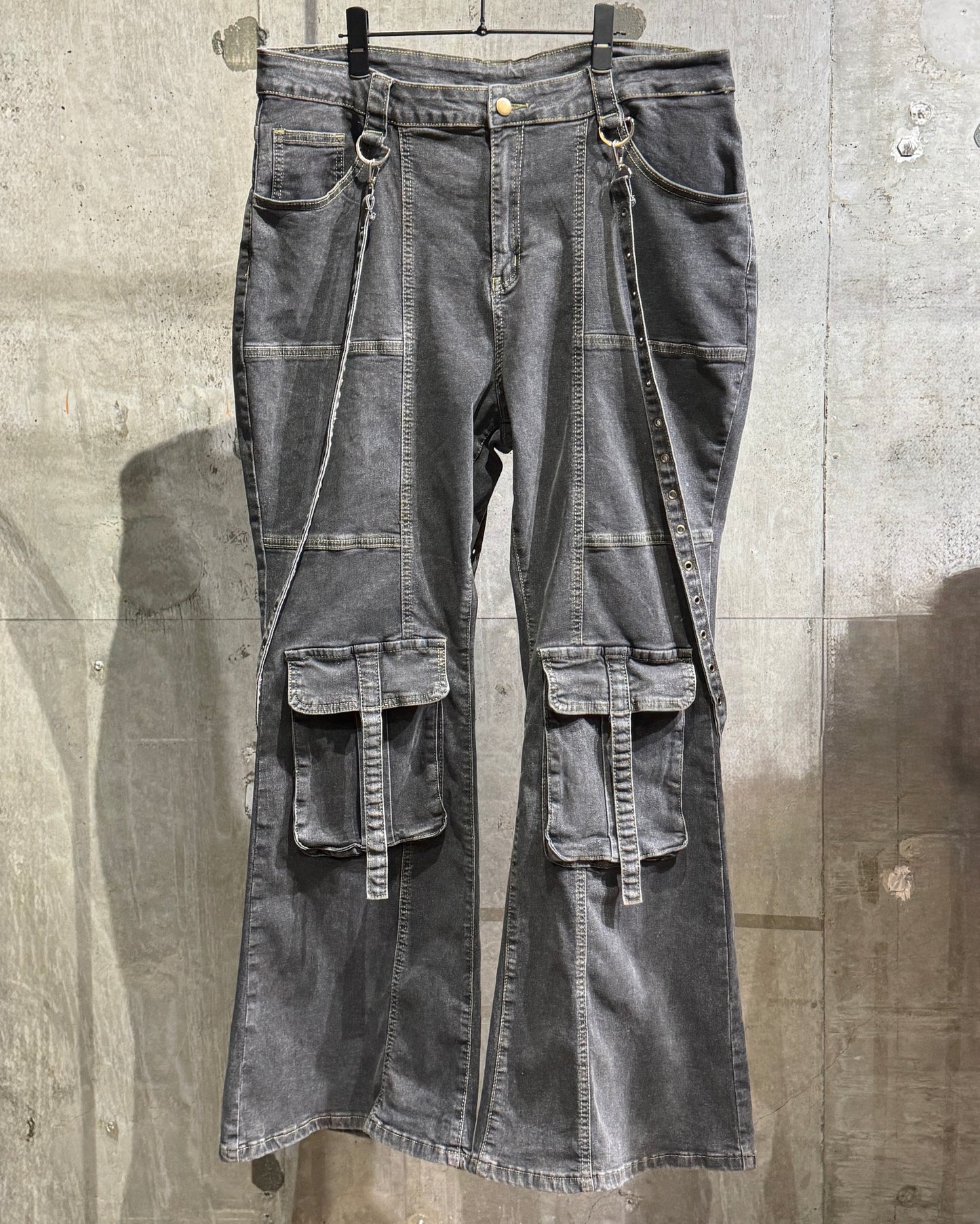 10s Design Flare Denim Cargo Pants