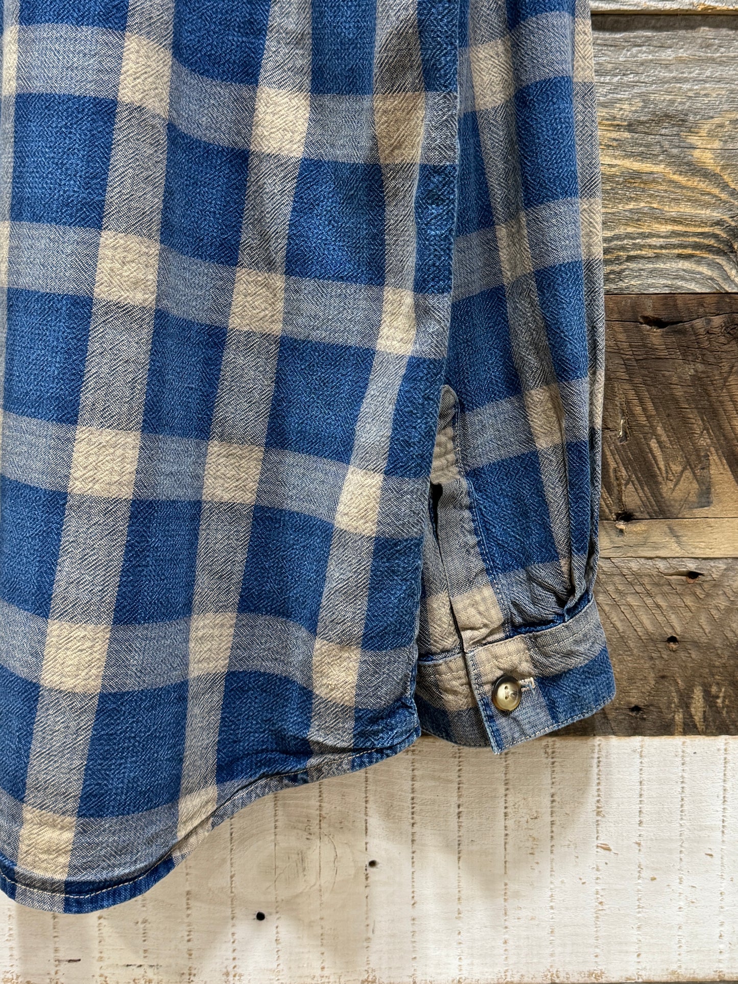 Old Guess Jeans Lightwewight Denim Plaid Shirt