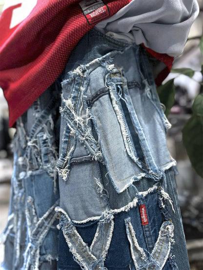 Remake baggy denim pants