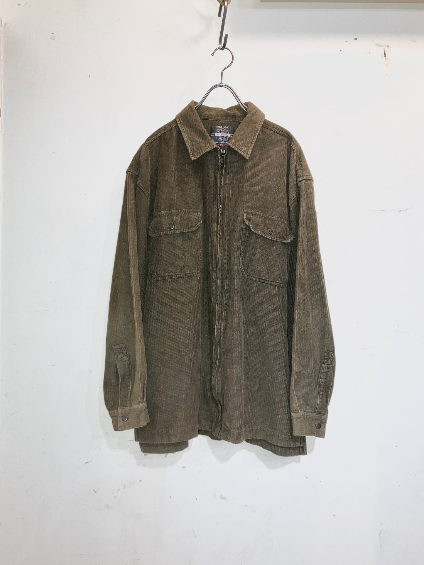 "BUGLE BOY" 00s Couduroy Design Zip Up Shirt