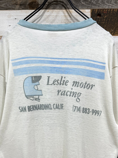 80s vintage Leslie motor racing Ringer Tee