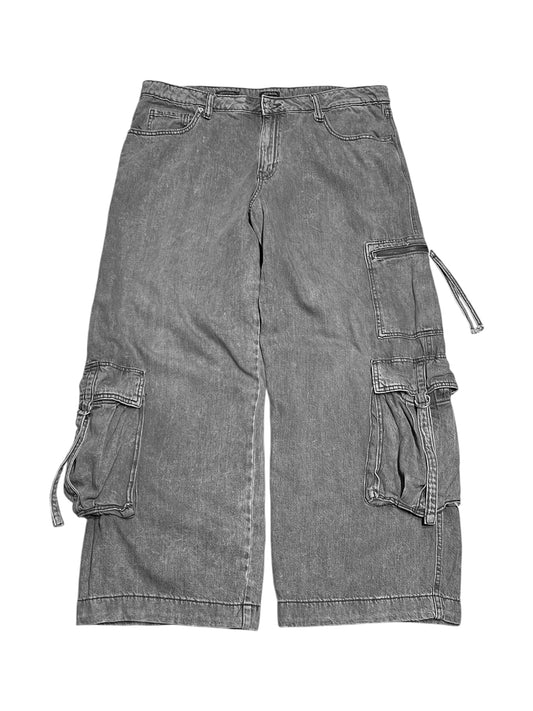 Grey Wide Denim Cargo pants