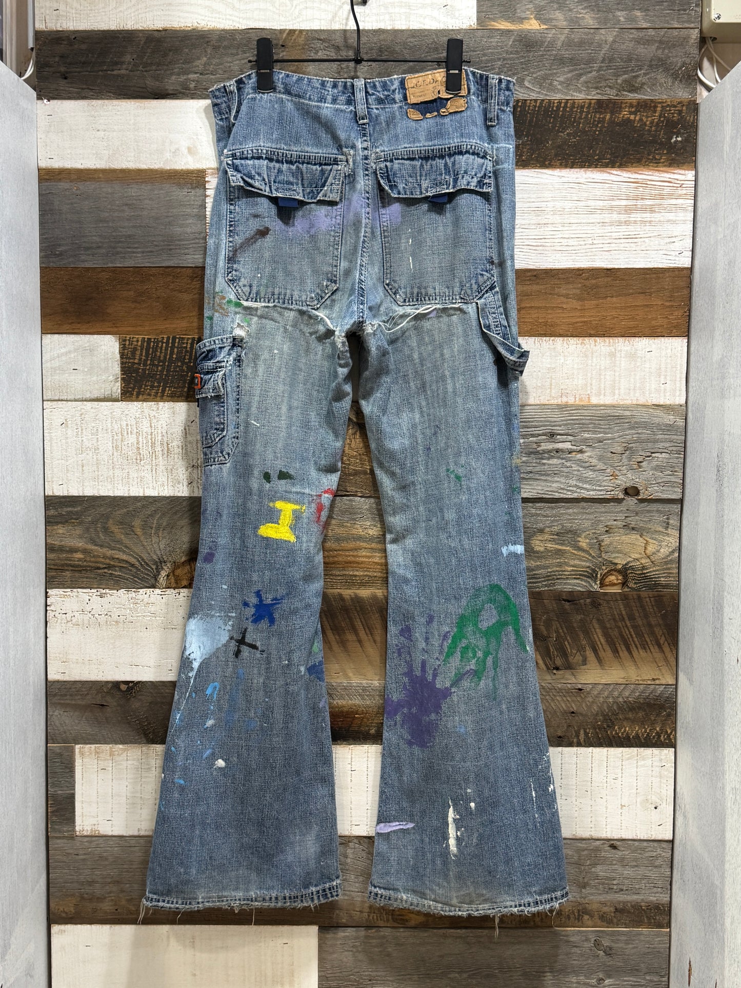 Rare Jordache Vintage Painted Flare Denim  Pants