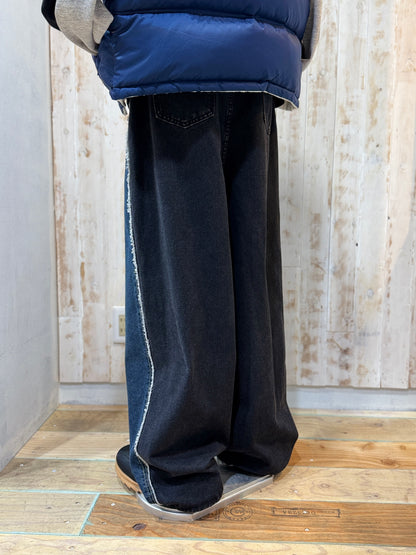 Side Fringe Color Block Denim Pants