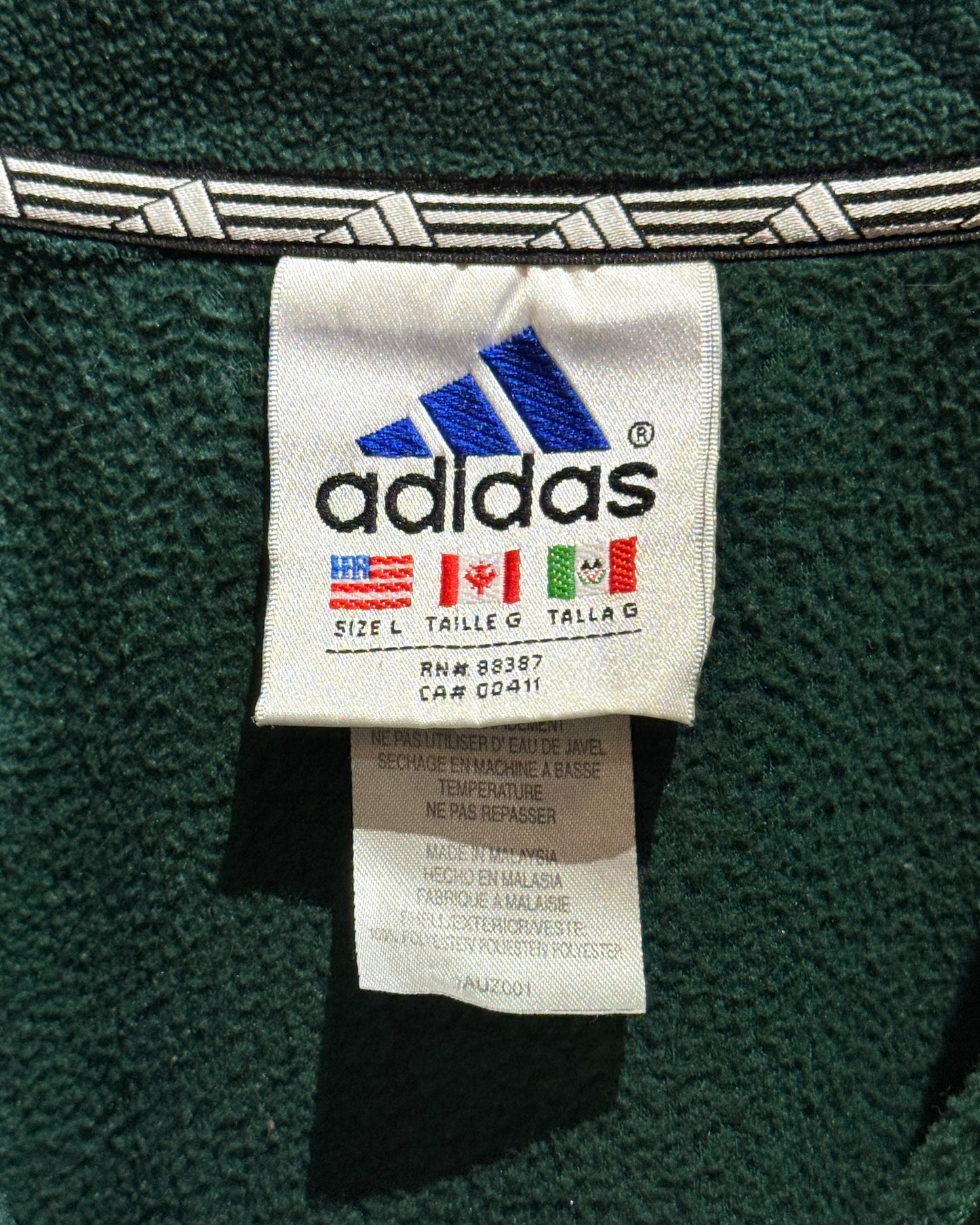 Old Adidas Forest Green Fleece Jacket