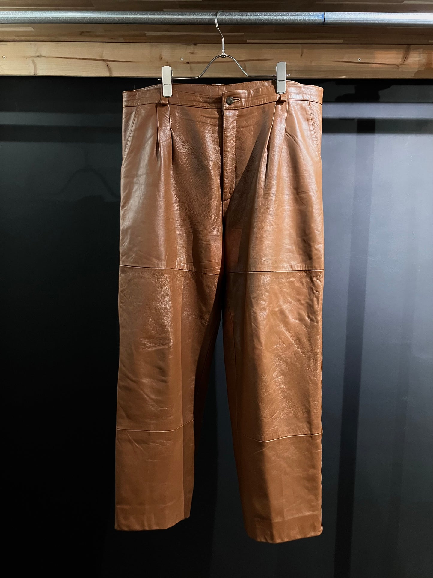 Old Color Leather Wide Pants