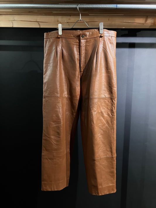 Old Color Leather Wide Pants
