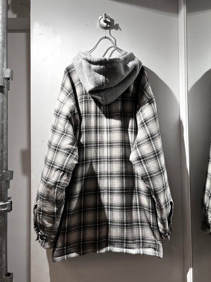 Fleece liner check shirt hoodie jacket