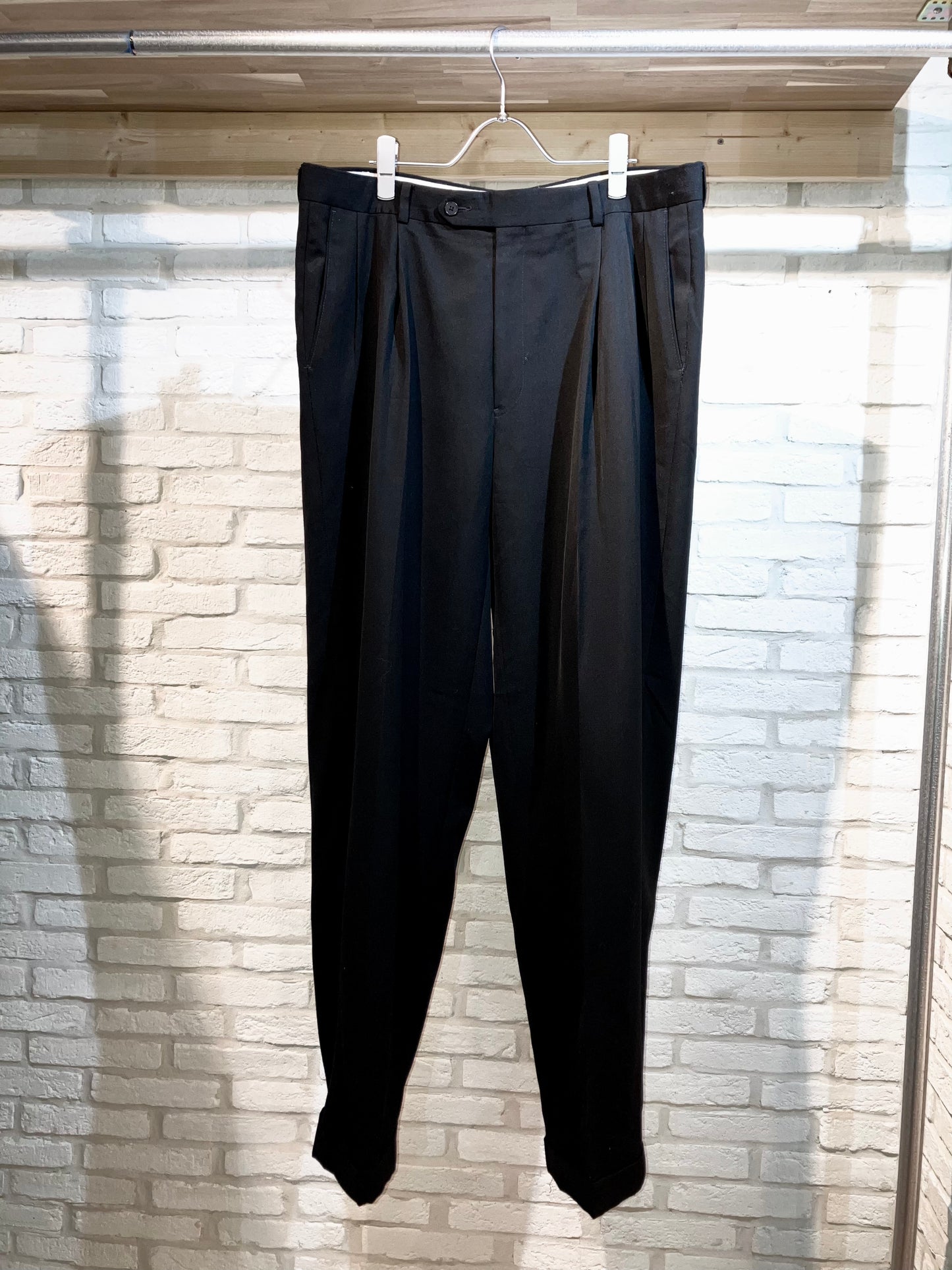 "GIVENCEY" Vintage Gabardine Wool Wide Slacks