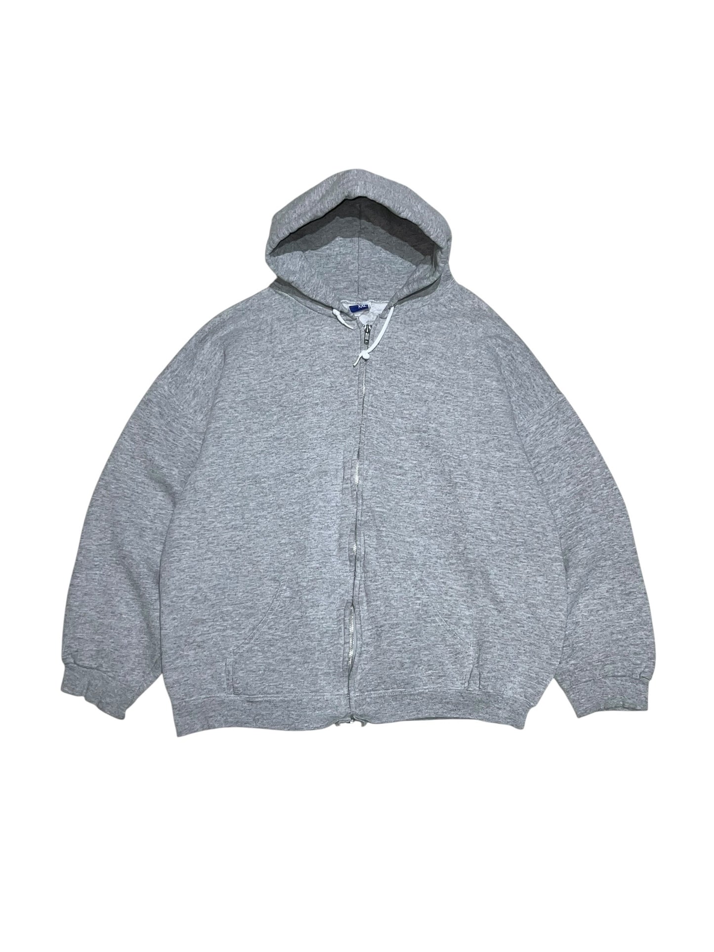 90s Grey Zip Thru Boxy Hoodie