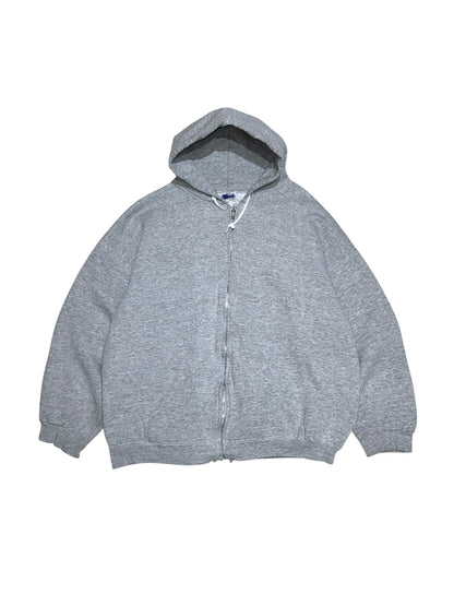 90s Grey Zip Thru Boxy Hoodie