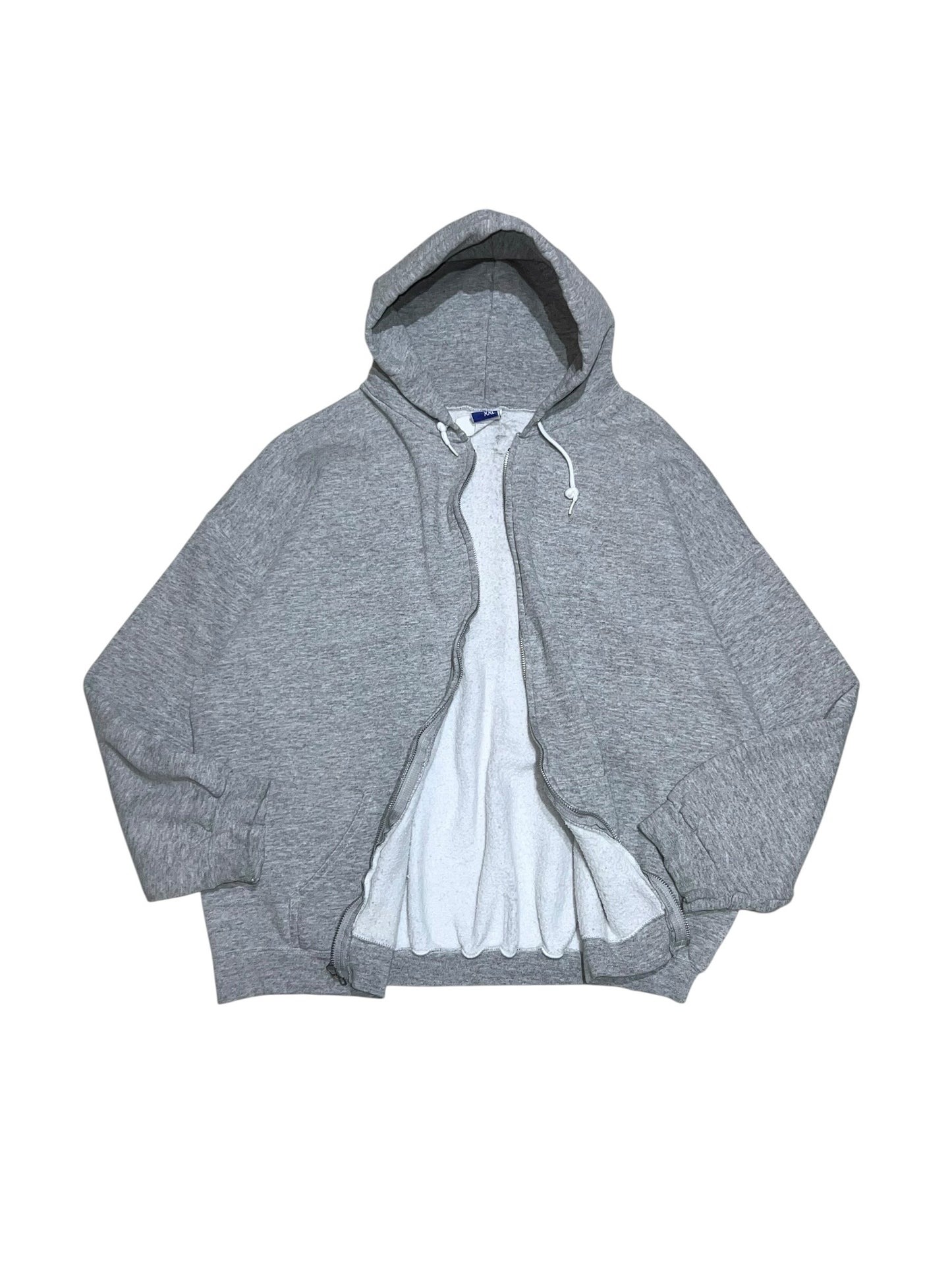 90s Grey Zip Thru Boxy Hoodie