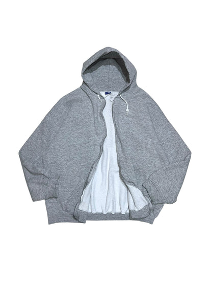 90s Grey Zip Thru Boxy Hoodie