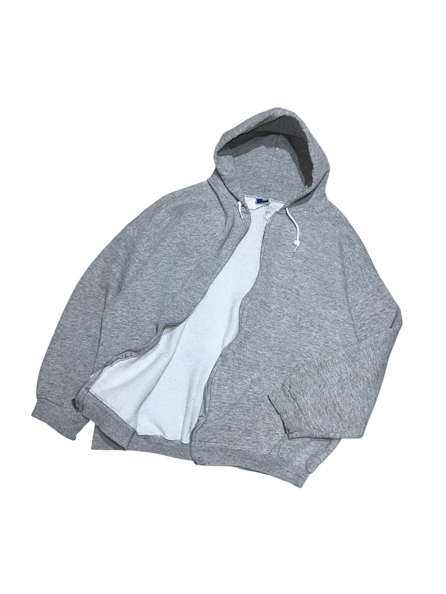 90s Grey Zip Thru Boxy Hoodie