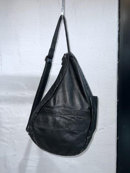 "Healthy Back Bag" Leather Teardrop Sling Bag