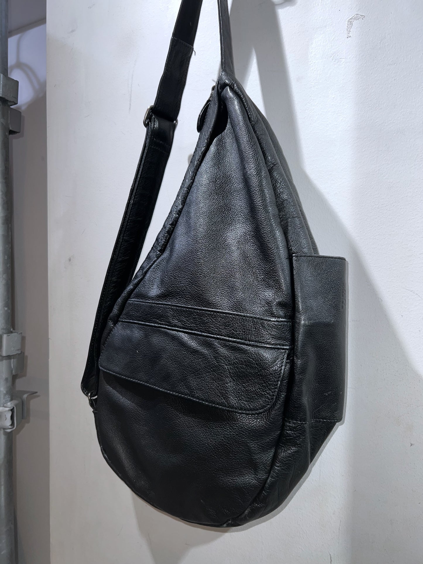 "Healthy Back Bag" Leather Teardrop Sling Bag
