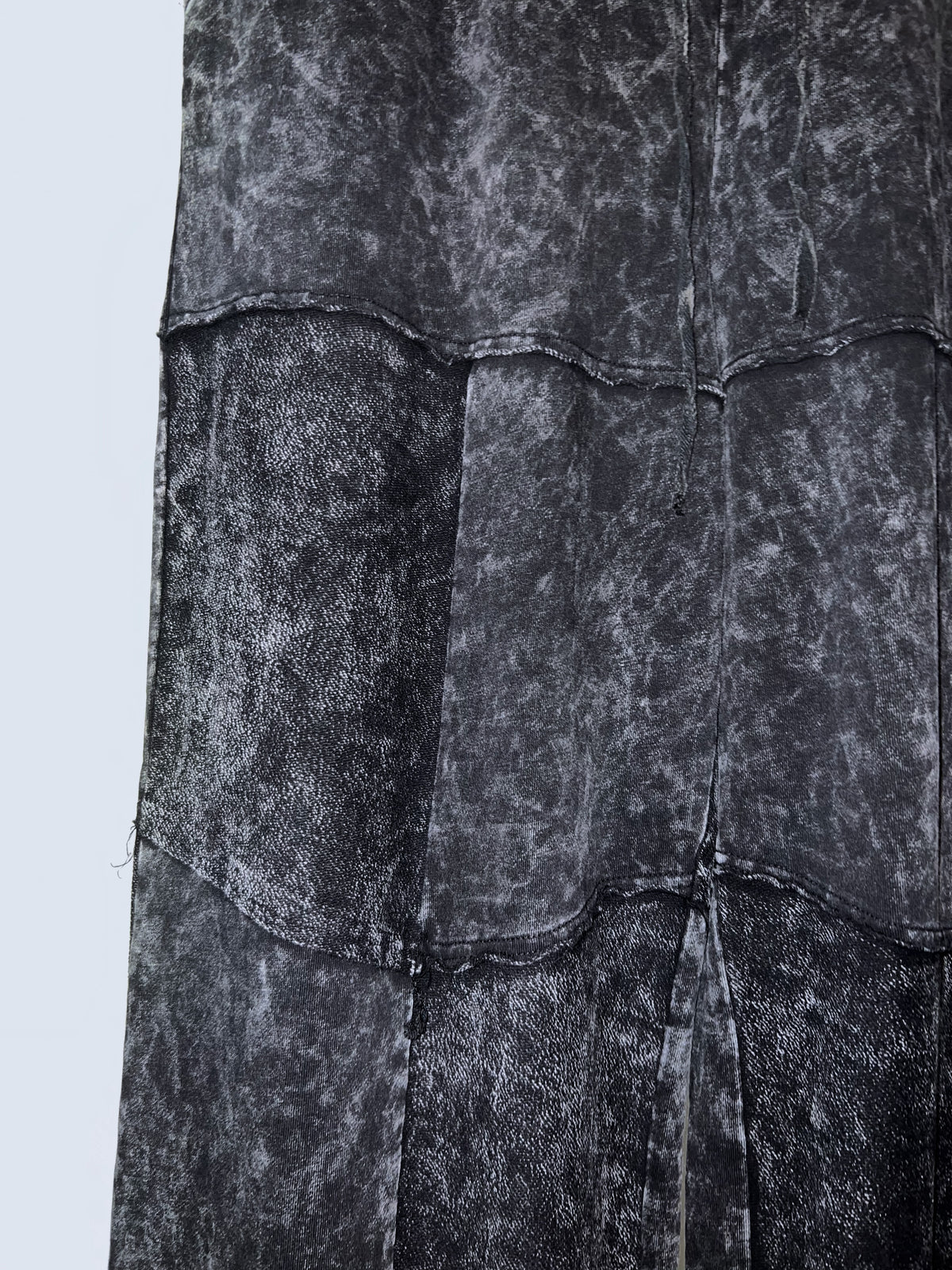 Acid Black Barrel Tiered Design Easy Pants