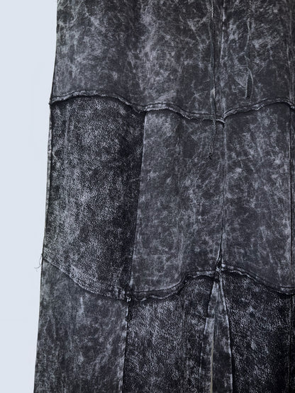Acid Black Barrel Tiered Design Easy Pants