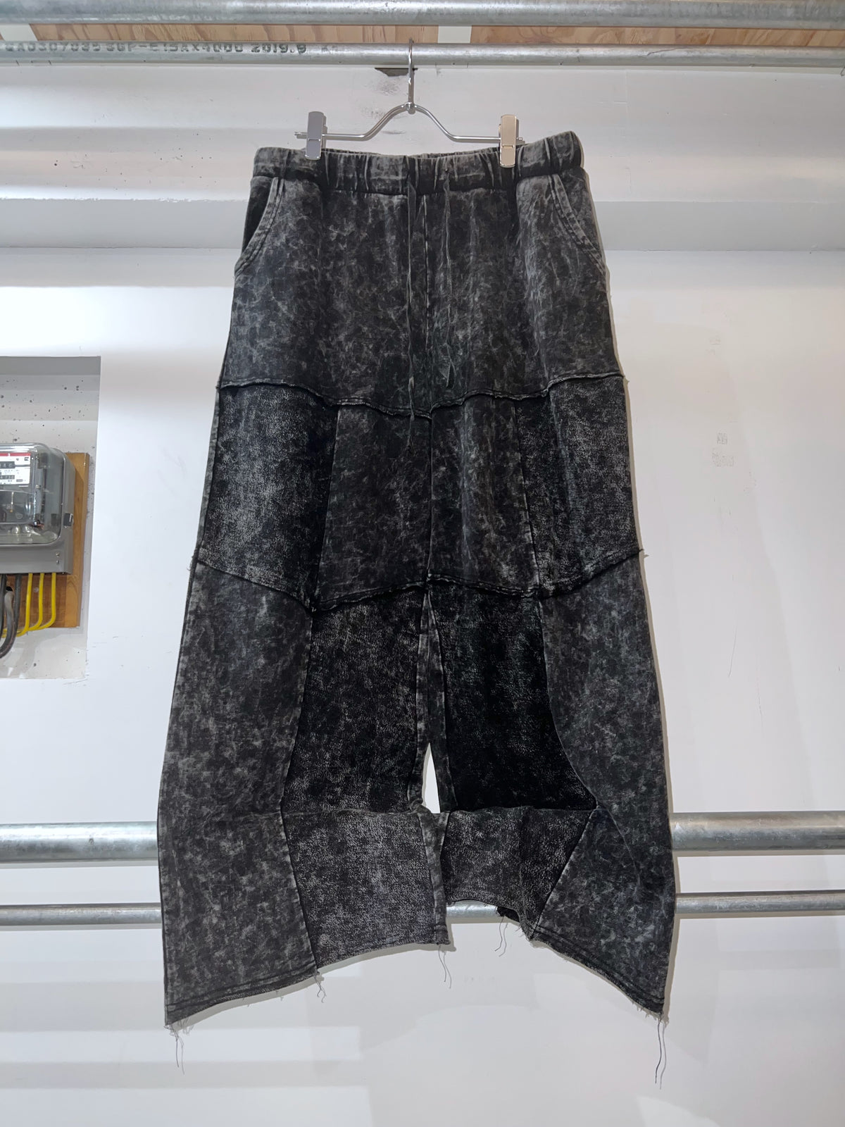 Acid Black Barrel Tiered Design Easy Pants
