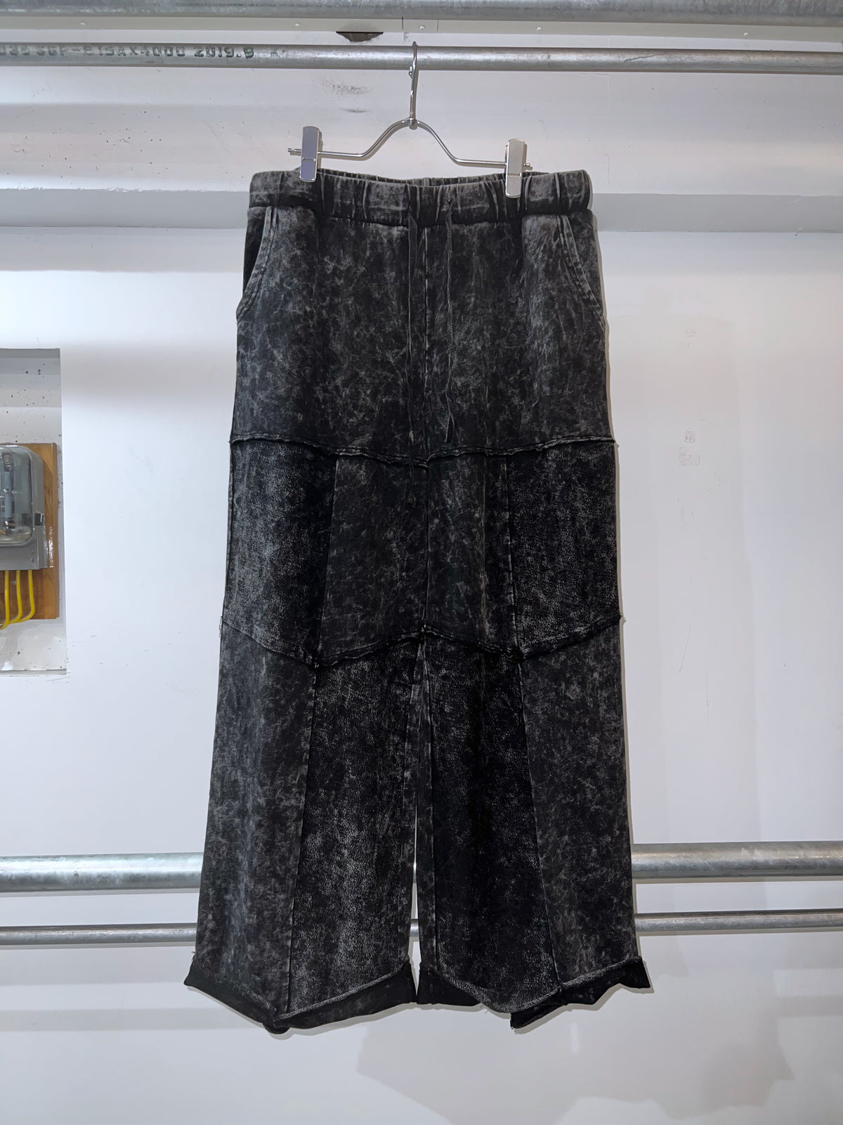 Acid Black Barrel Tiered Design Easy Pants