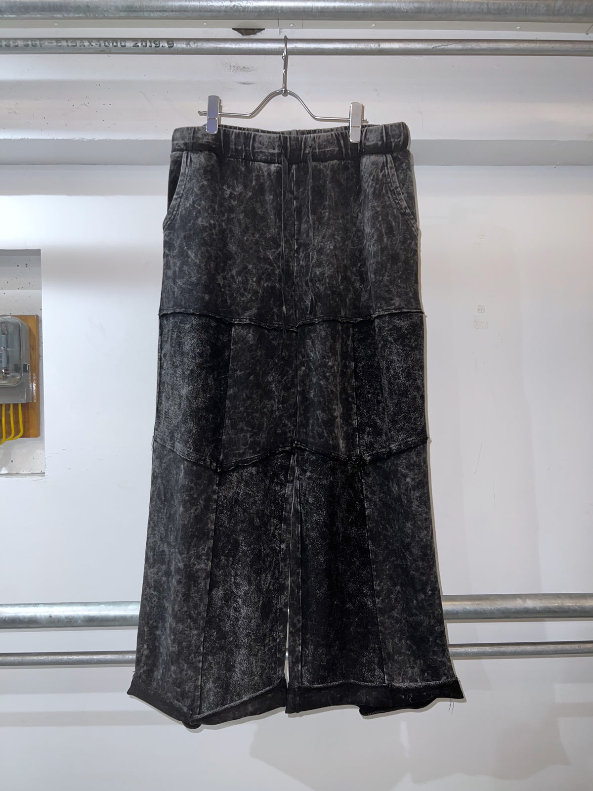 Acid Black Barrel Tiered Design Easy Pants