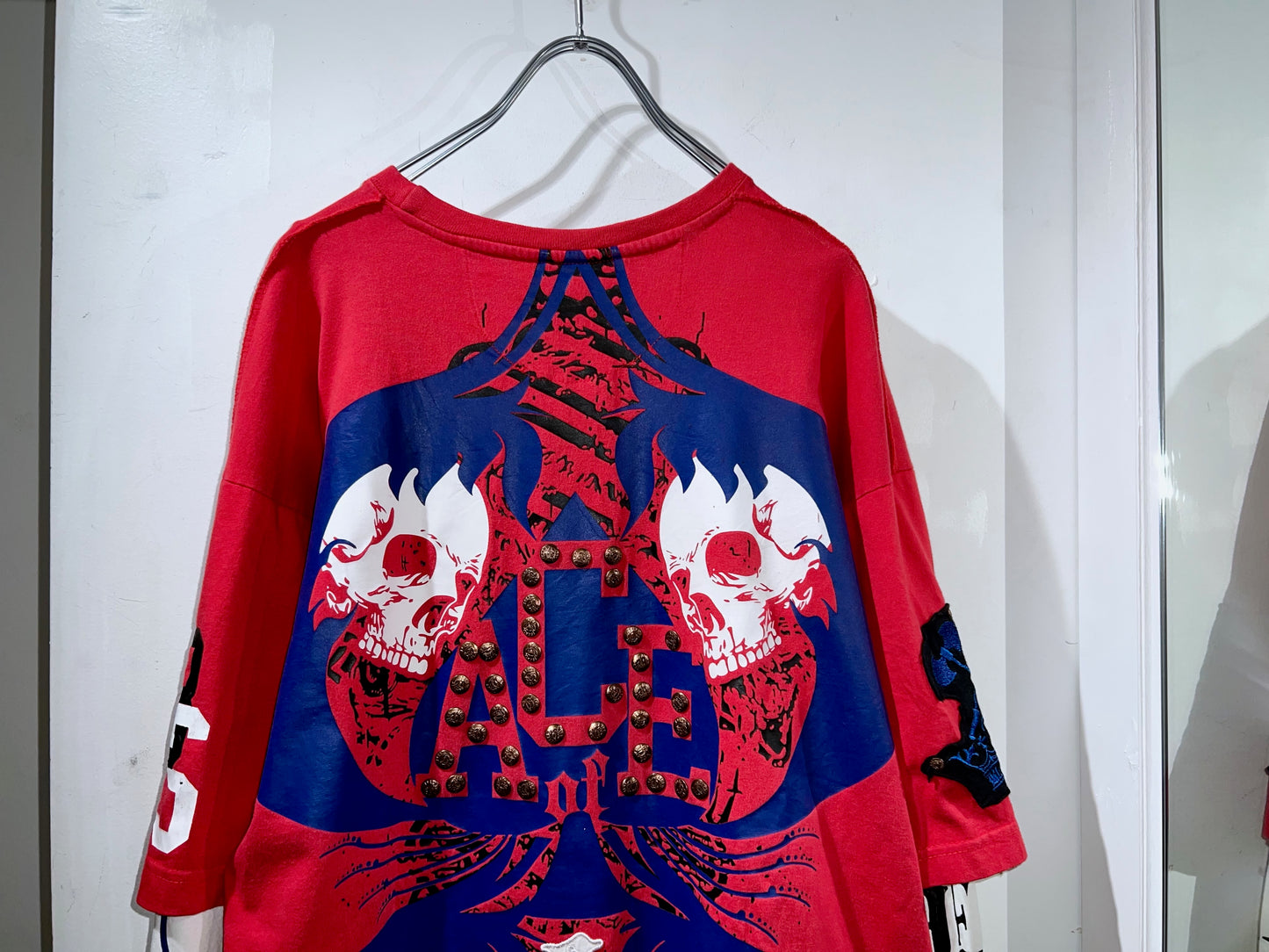 00's Studs & Graphic Fake Layered T-Shirt