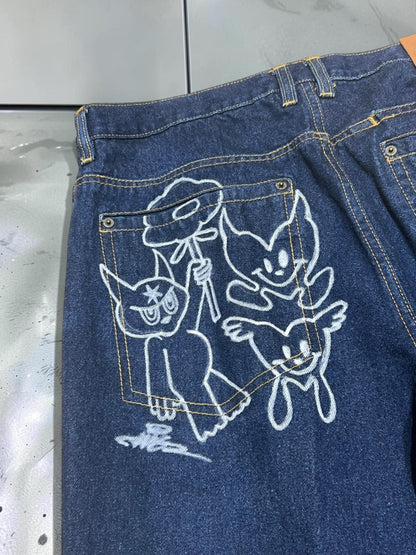 AIM × BAU Hand Painted Denim Pants