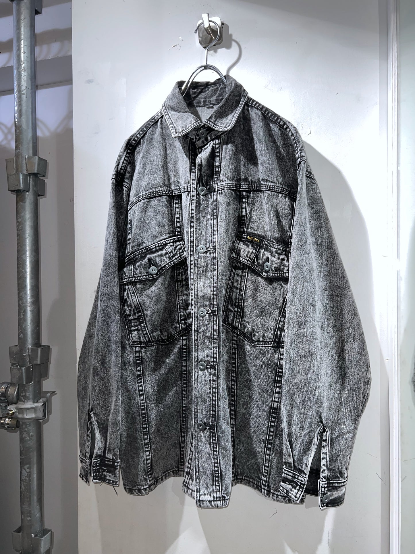 Vintage Euro Stone Wash Black Denim Shirt