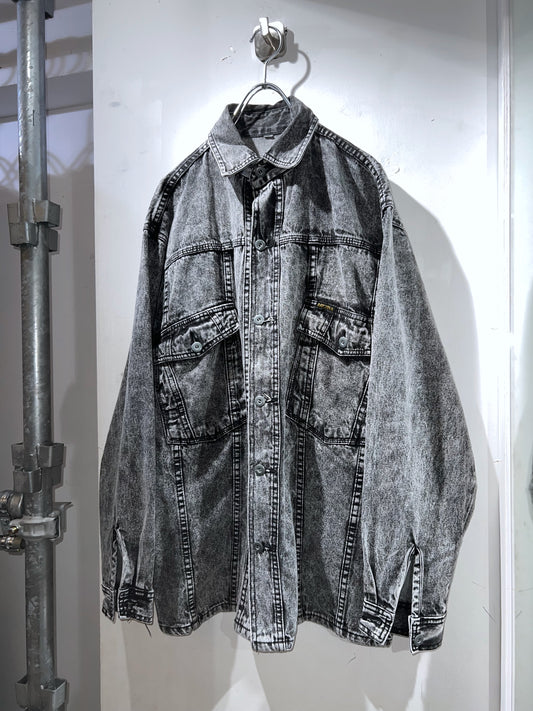Vintage Euro Stone Wash Black Denim Shirt