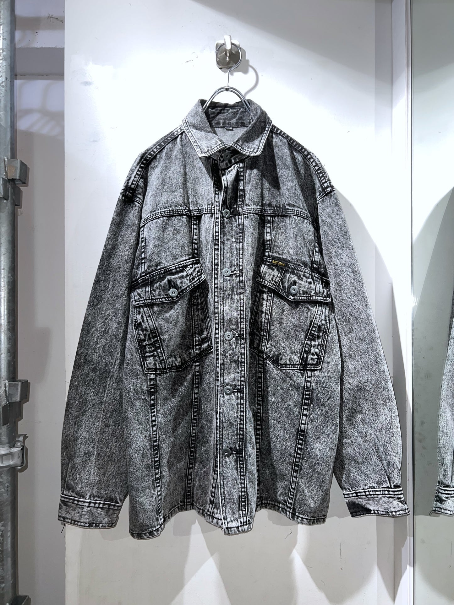 Vintage Euro Stone Wash Black Denim Shirt