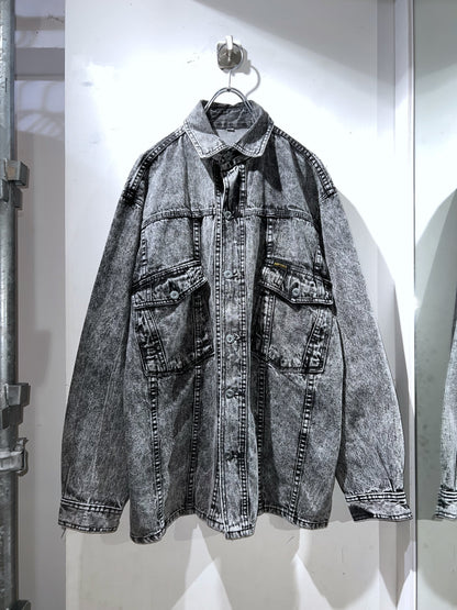 Vintage Euro Stone Wash Black Denim Shirt