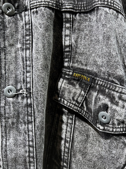 Vintage Euro Stone Wash Black Denim Shirt