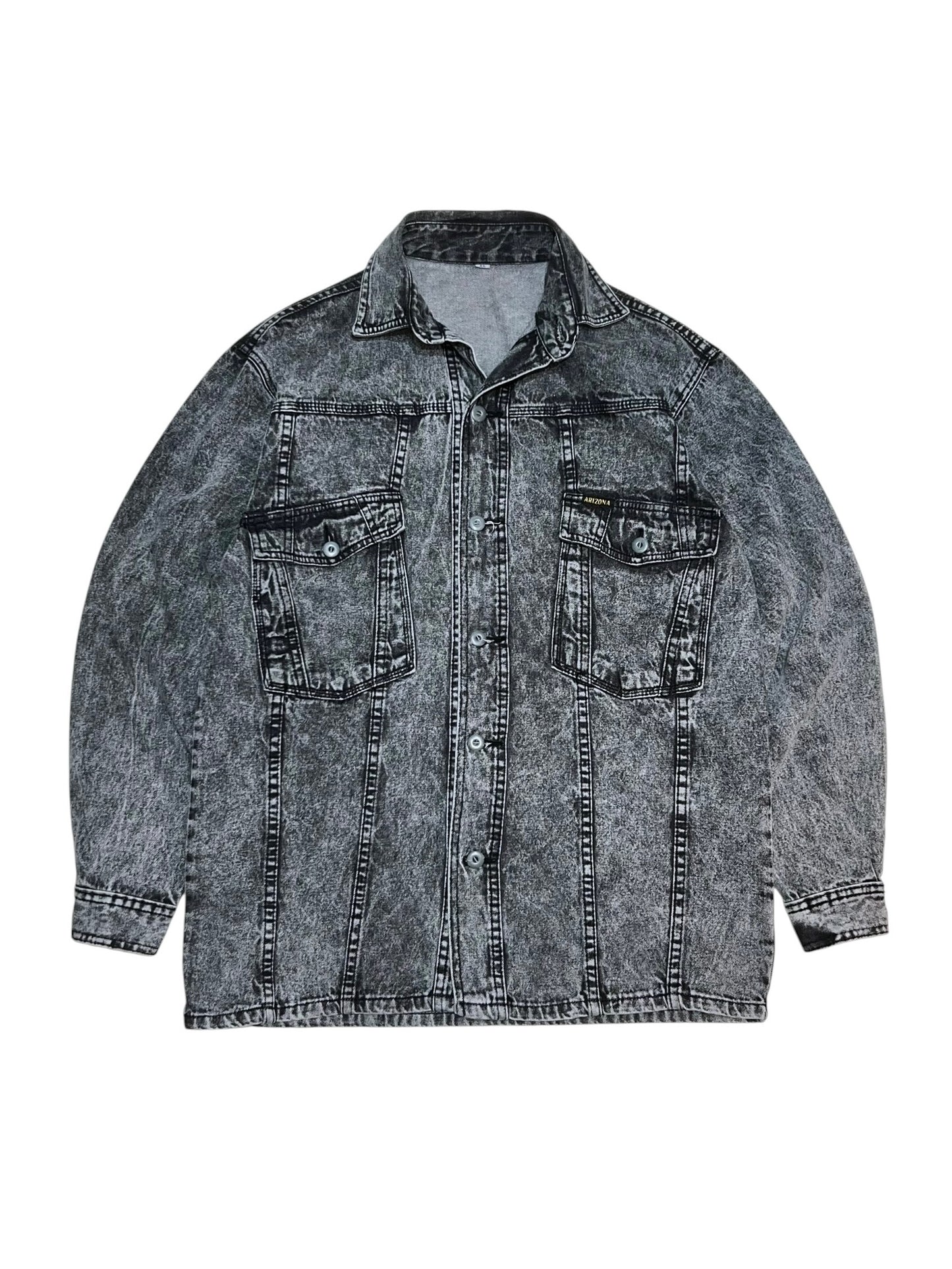 Vintage Euro Stone Wash Black Denim Shirt